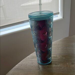 Starbucks Blue and Purple Coffee Tumbler with Textured Design